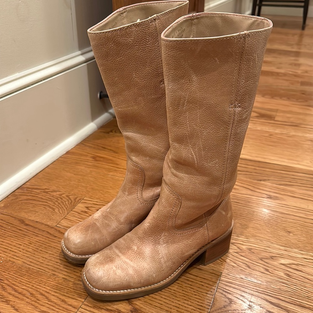 Amanda Smith Cream Leather Boots